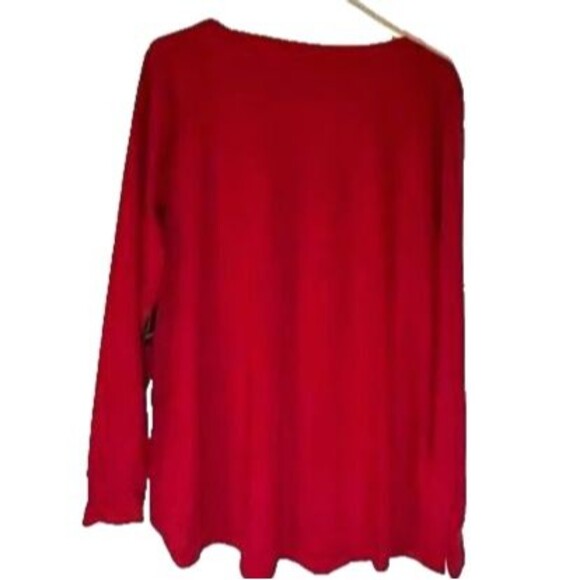 NWT Torrid T-Shirt 2X Red V-Neck Long Sleeve Minimalist Normcore Classic Tee - Picture 2 of 5